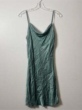 ØST Green Cowl-Neck Slip Dress